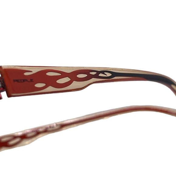 PEOPLE Half Rim Glasses with Red to Black Ombré Flames on the Arms FRAMES ONLY - Picture 12 of 13